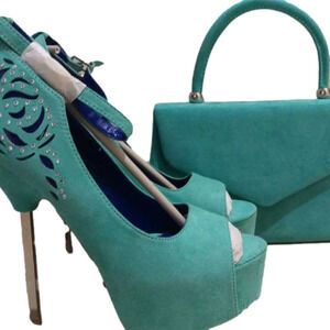 SHOES clutch AND high heels metal .